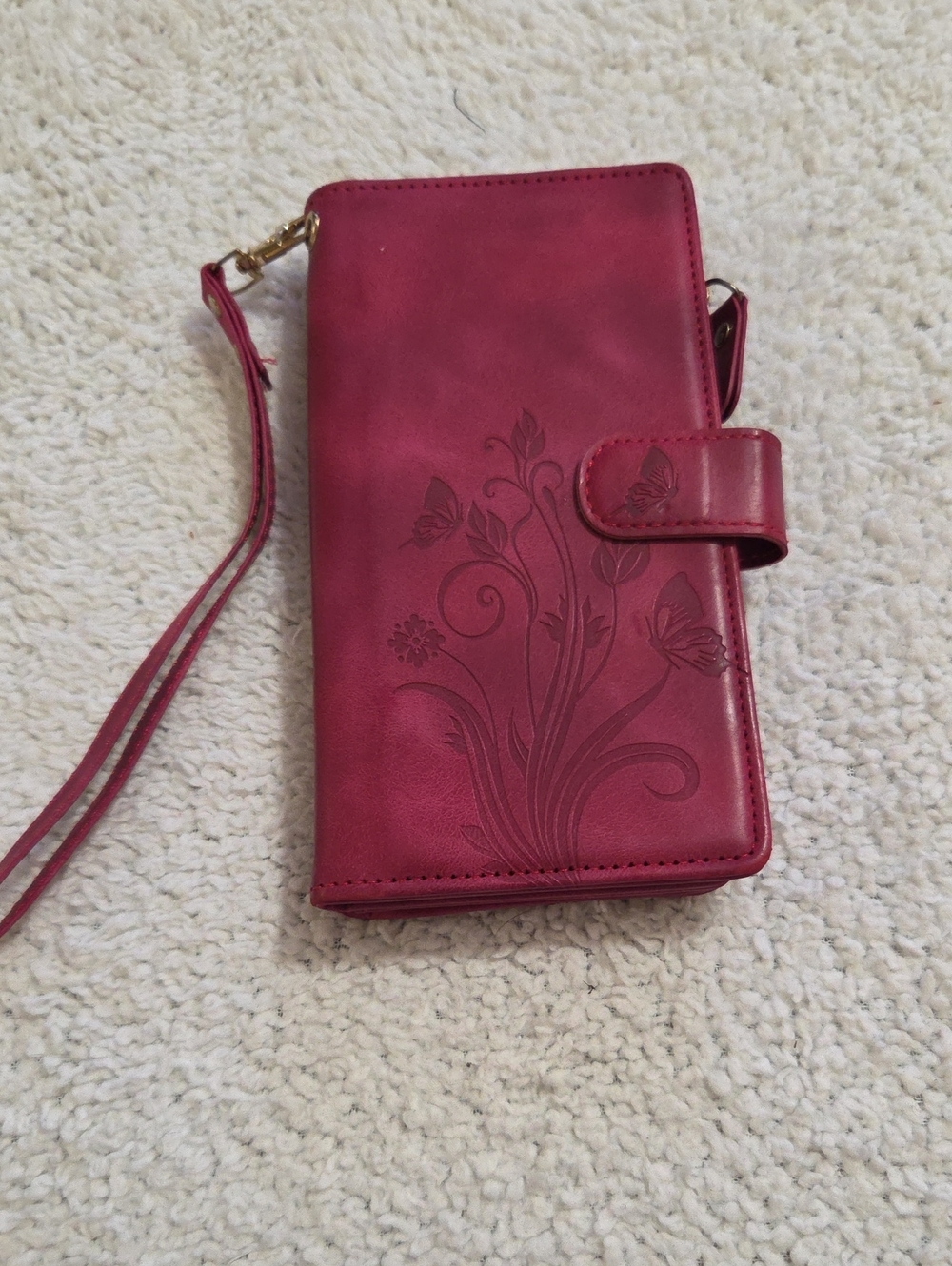 BUTTERFLY FLORAL PRINT WALLET/WRISTLET
